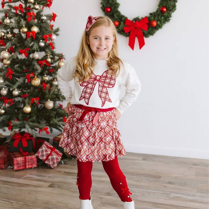 Christmas Plaid Bow Tiered Tutu