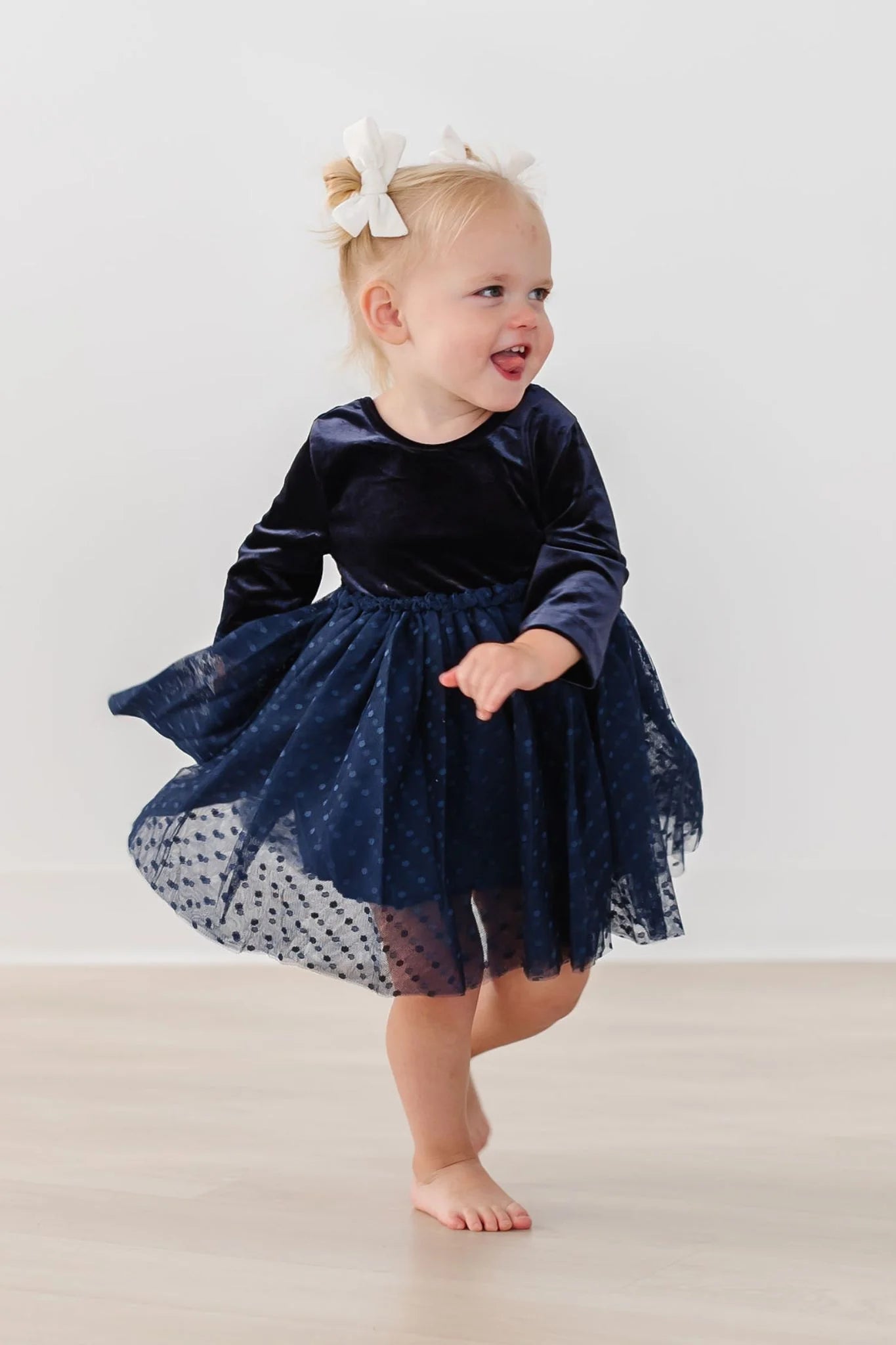 Navy Velvet Tulle Dress