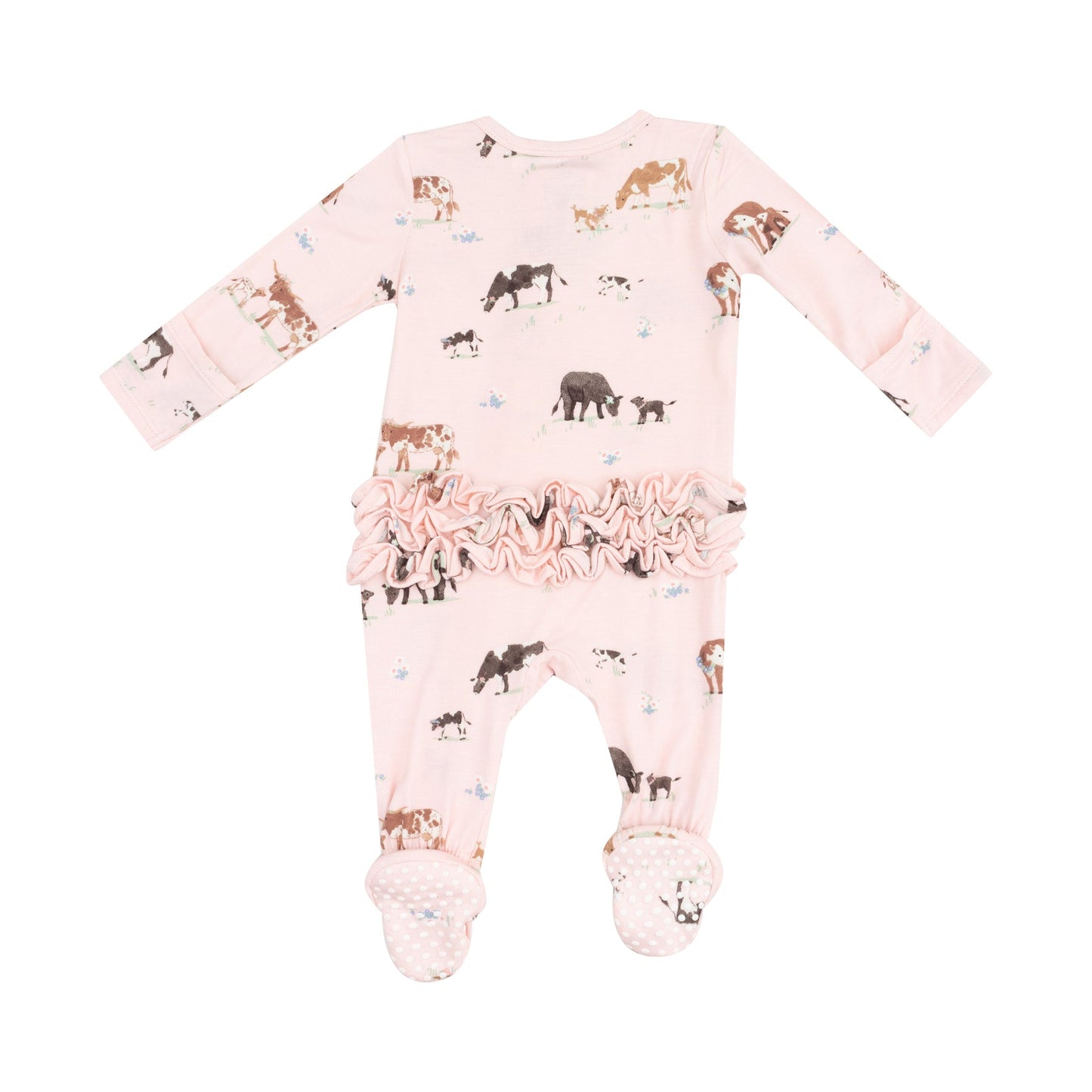 Pink Cow Families Ruffle Footie