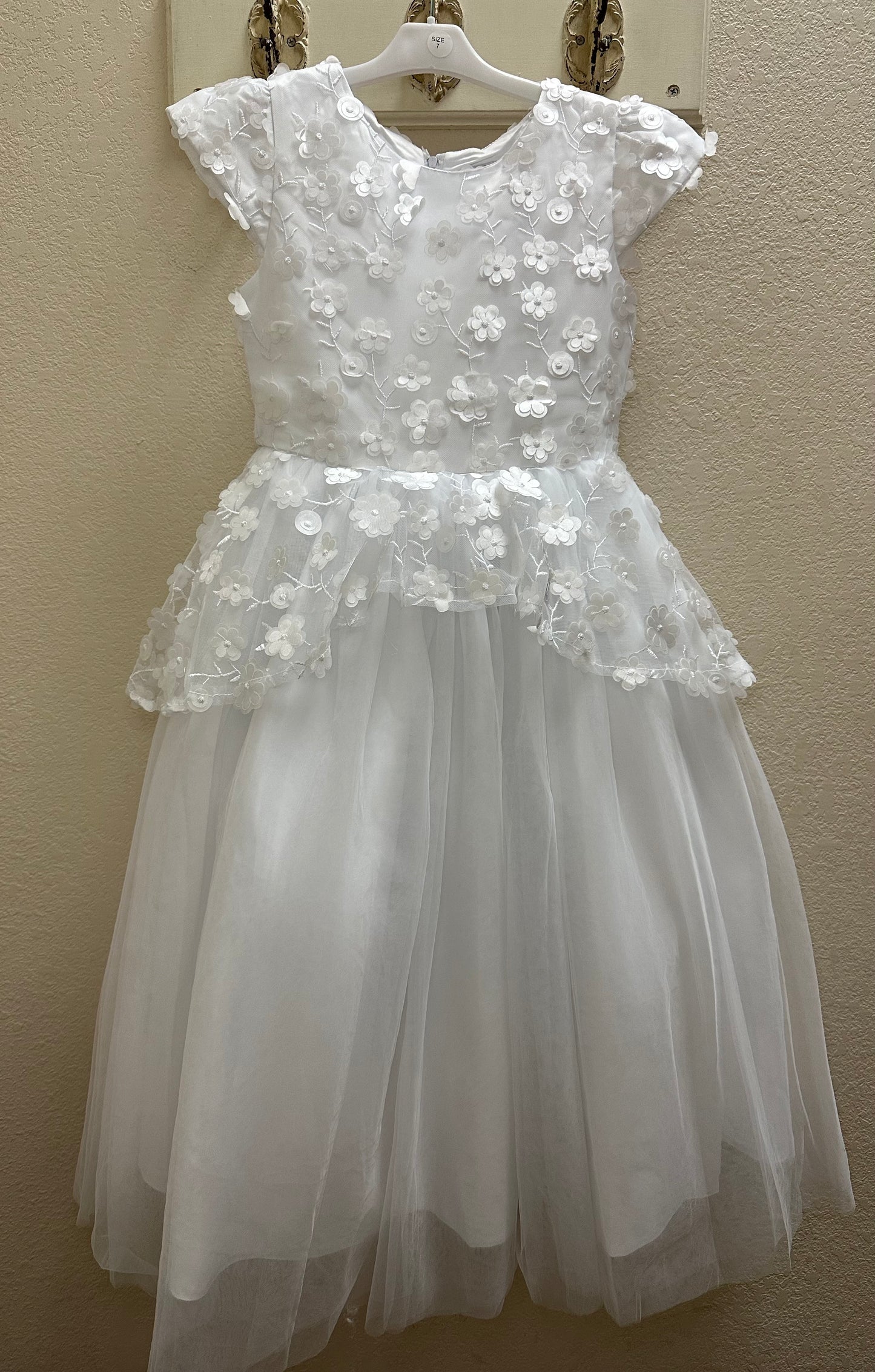 82501 Cap Sleeve Dimensional Flower Dress