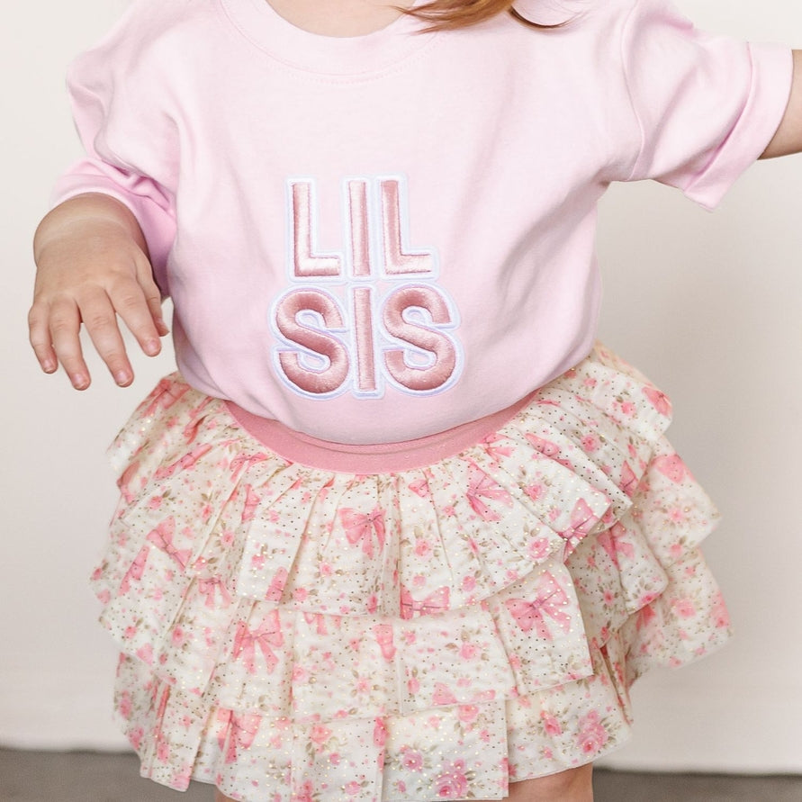 Lil Sis Embroidered Patch Romper