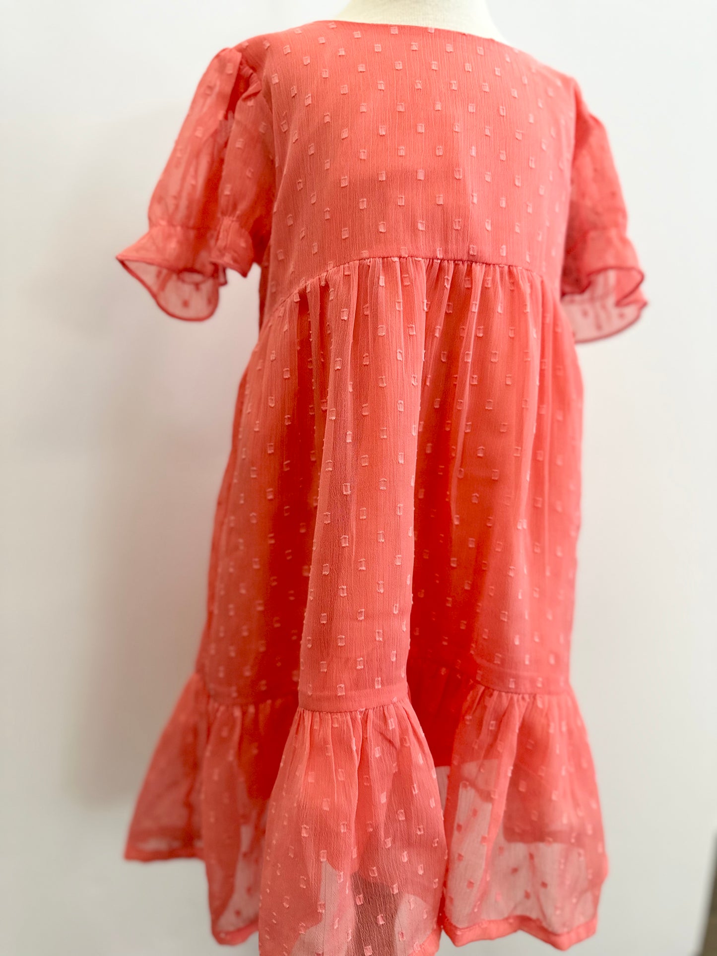 Spring Coral Dot Dress