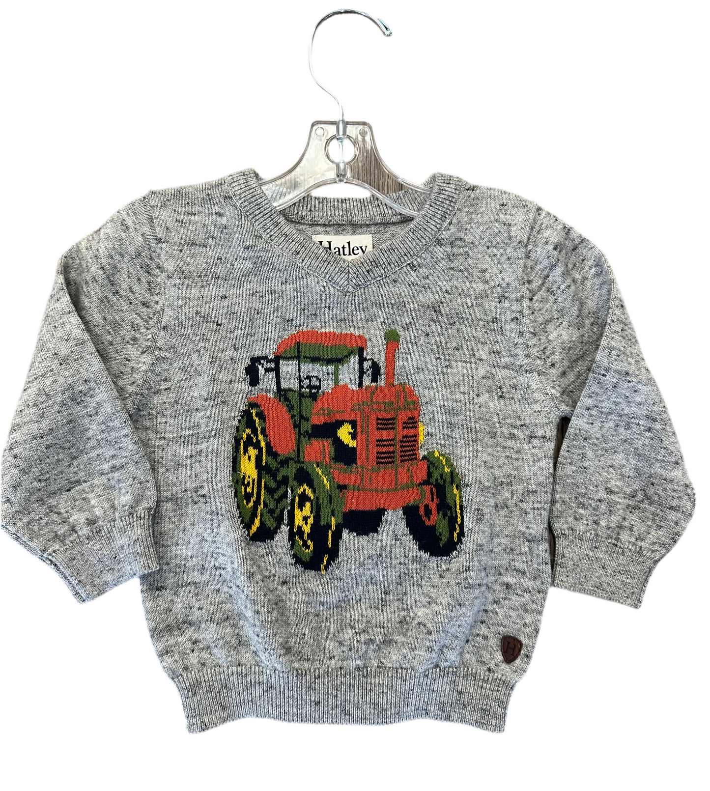 Grey Tractor V-Neck Sweater