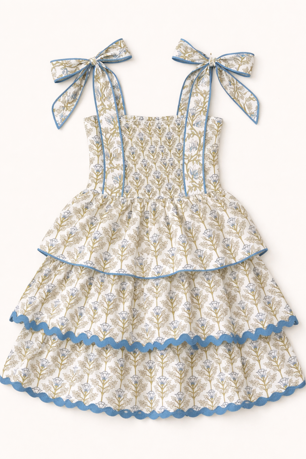Tiered Slate Blue Green Dress