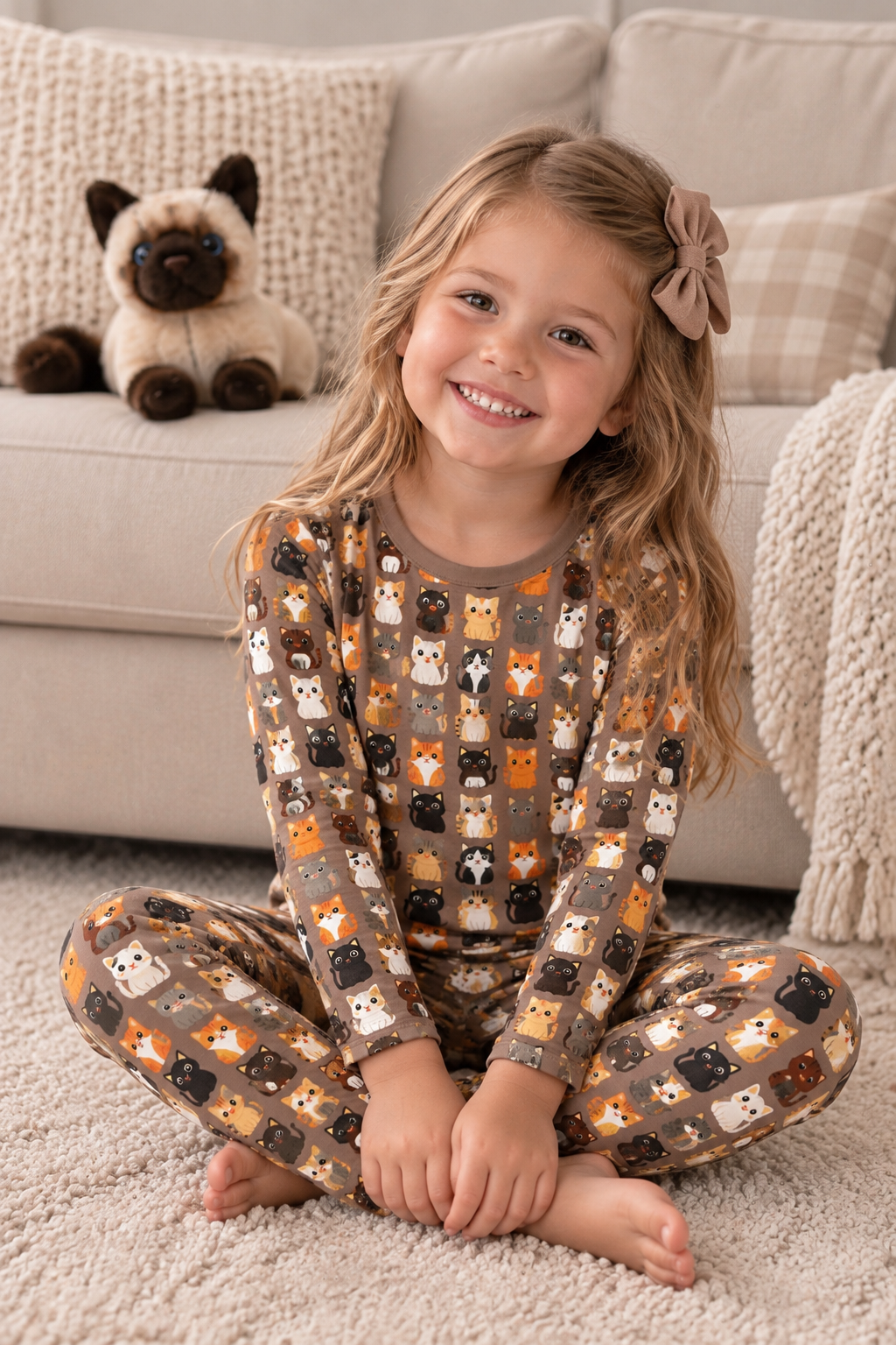 Portabella Cats Long Sleeve Pajama Set
