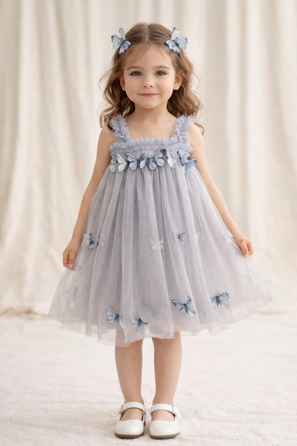 Slate Butterfly Garden Tulle Dress