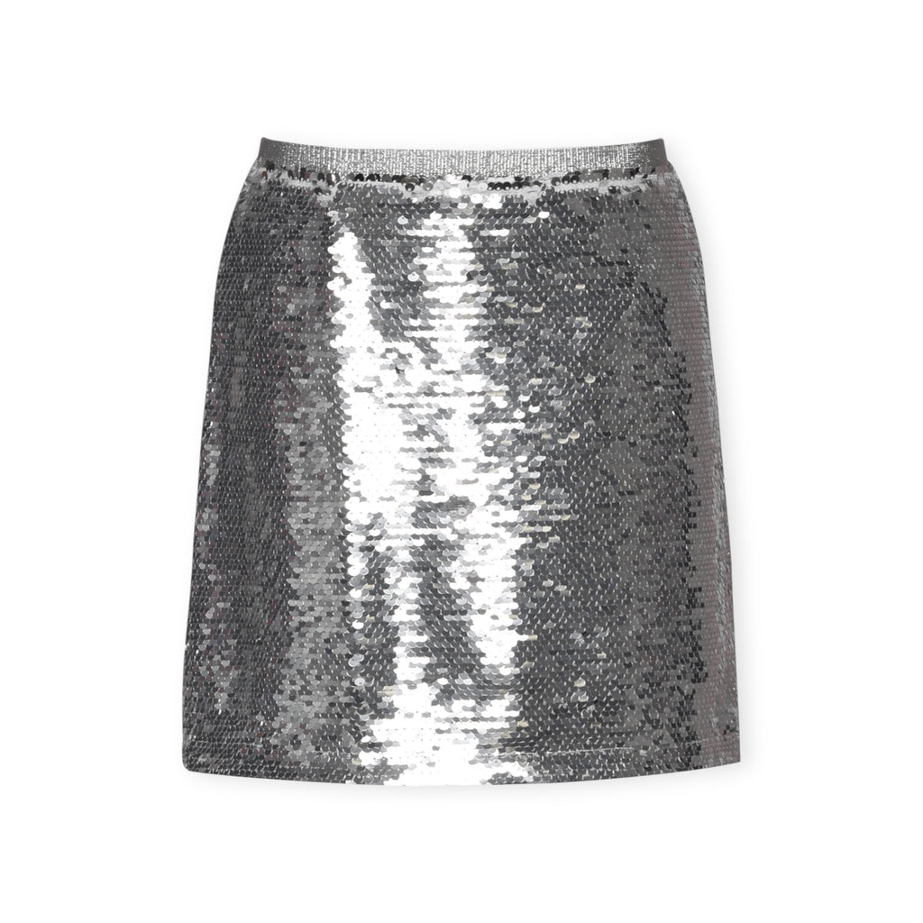 Silver Sequined Mini Skirt