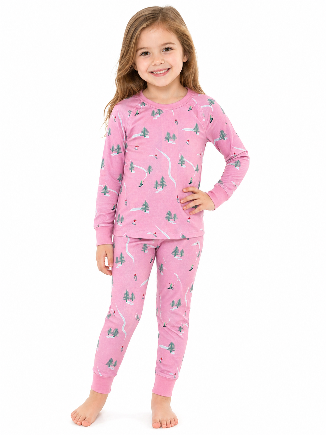 Ski On Pink Pj Set