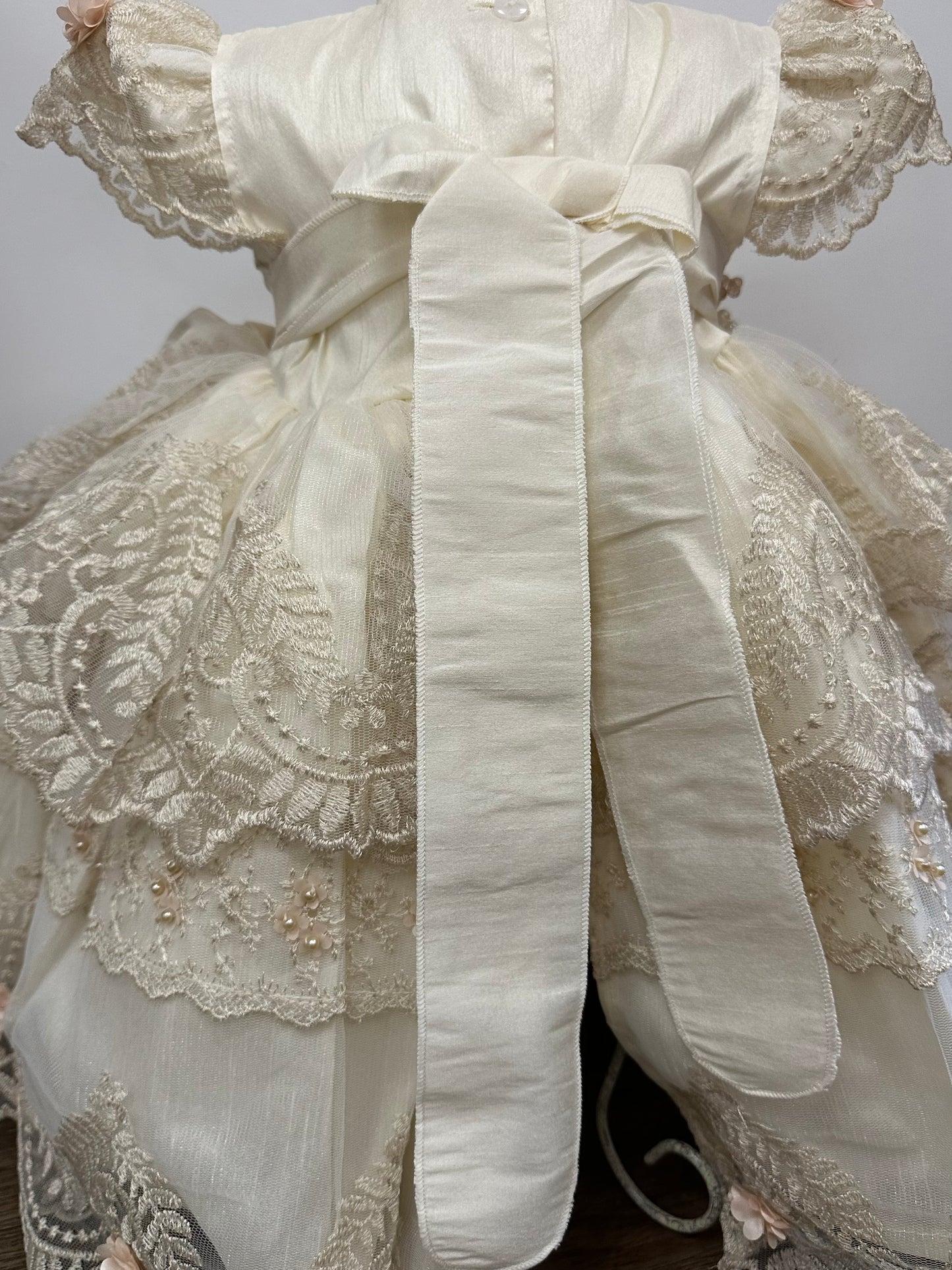 Silk Gown W/Ivory Lace