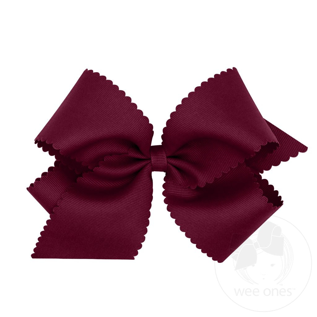King Burgundy Scallop Grosgrain Bow