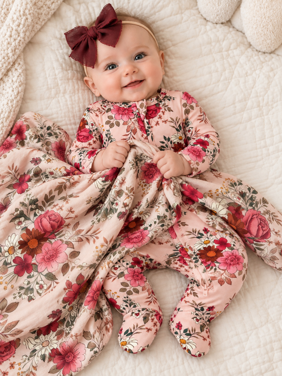 Sabrina Floral Zipper Footie