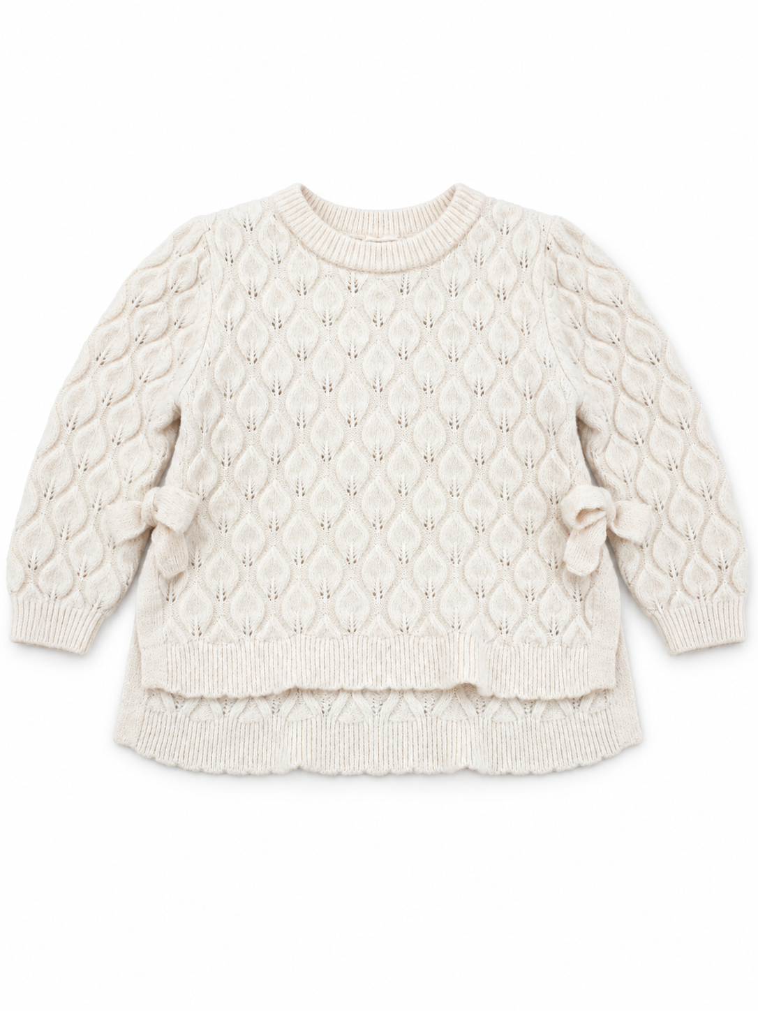 Ivory Pullover Sweater with Side Bow