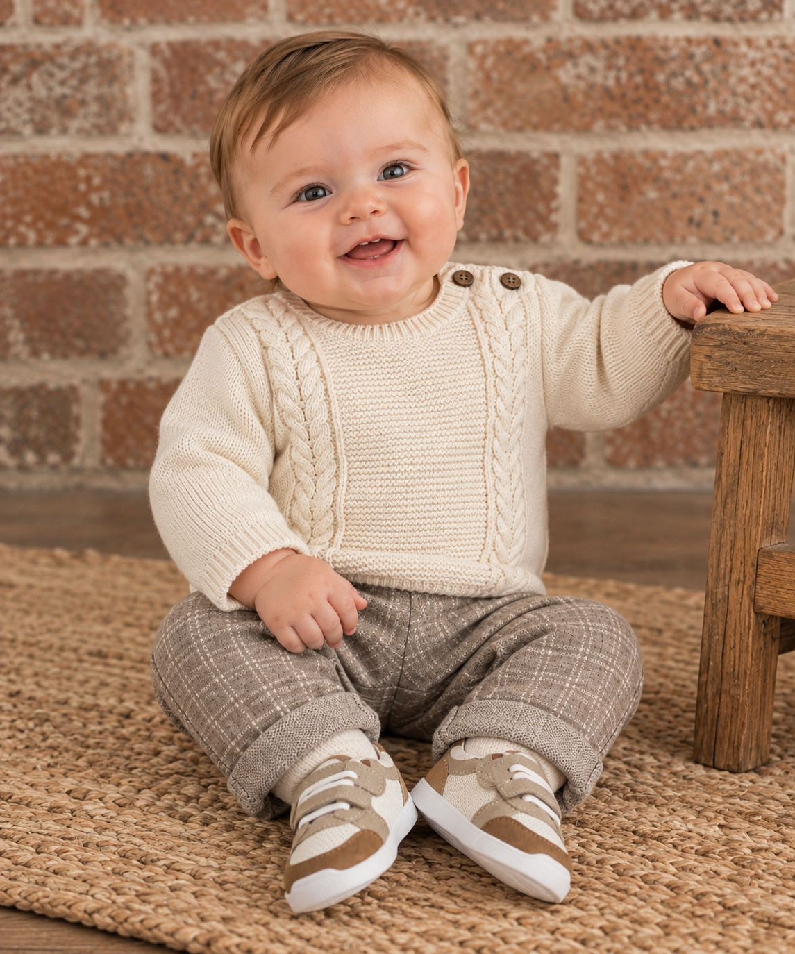 Ecru Baby Boy Soft Sweater