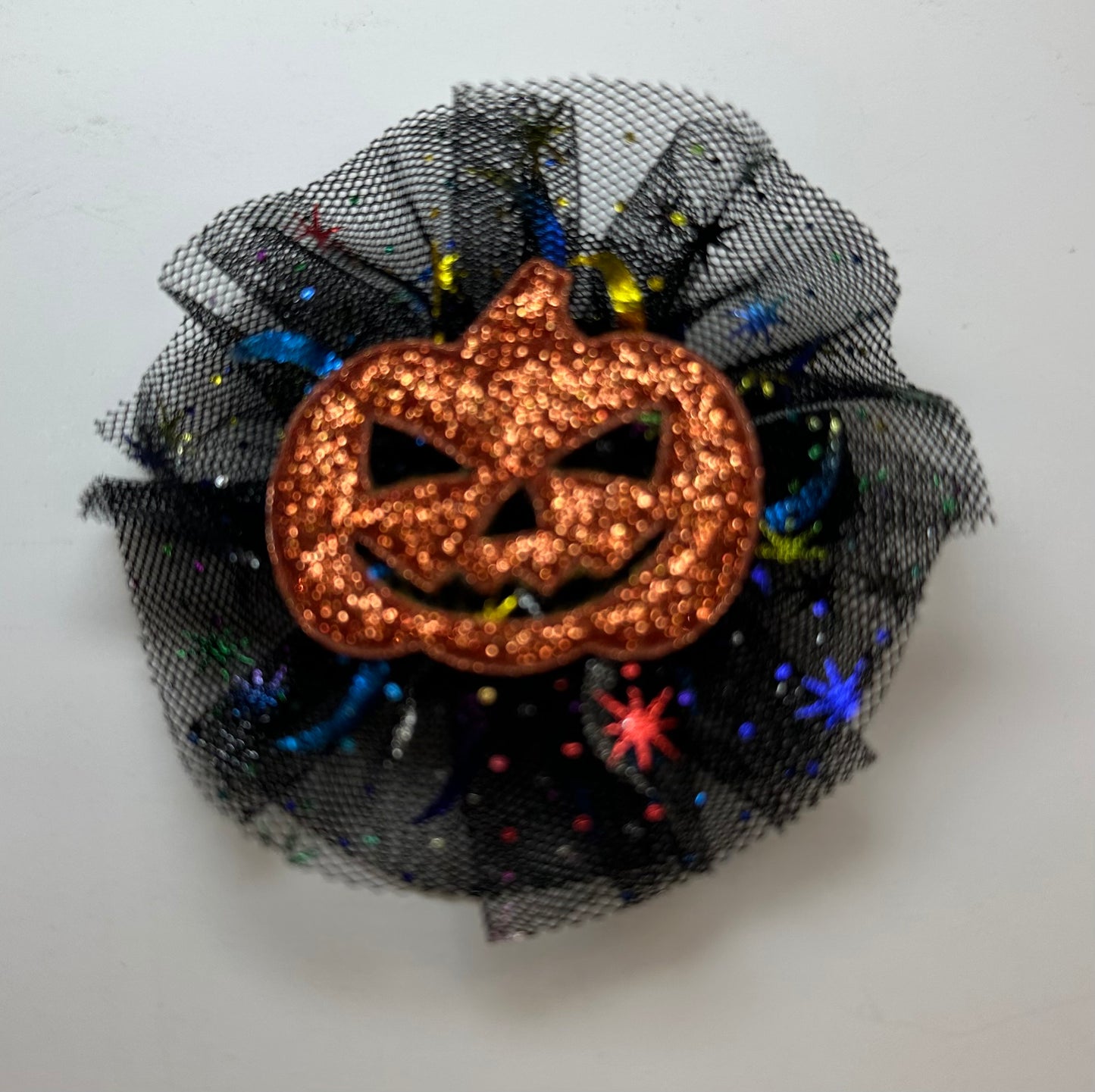 Star Tulle with Pumpkin Glitter Clip