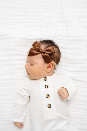 Satin Bow Chocolate Headband Small