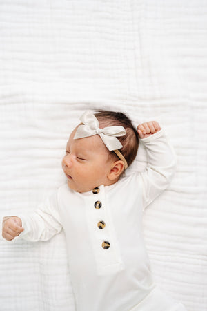 Satin Bow Champagne Headband Small