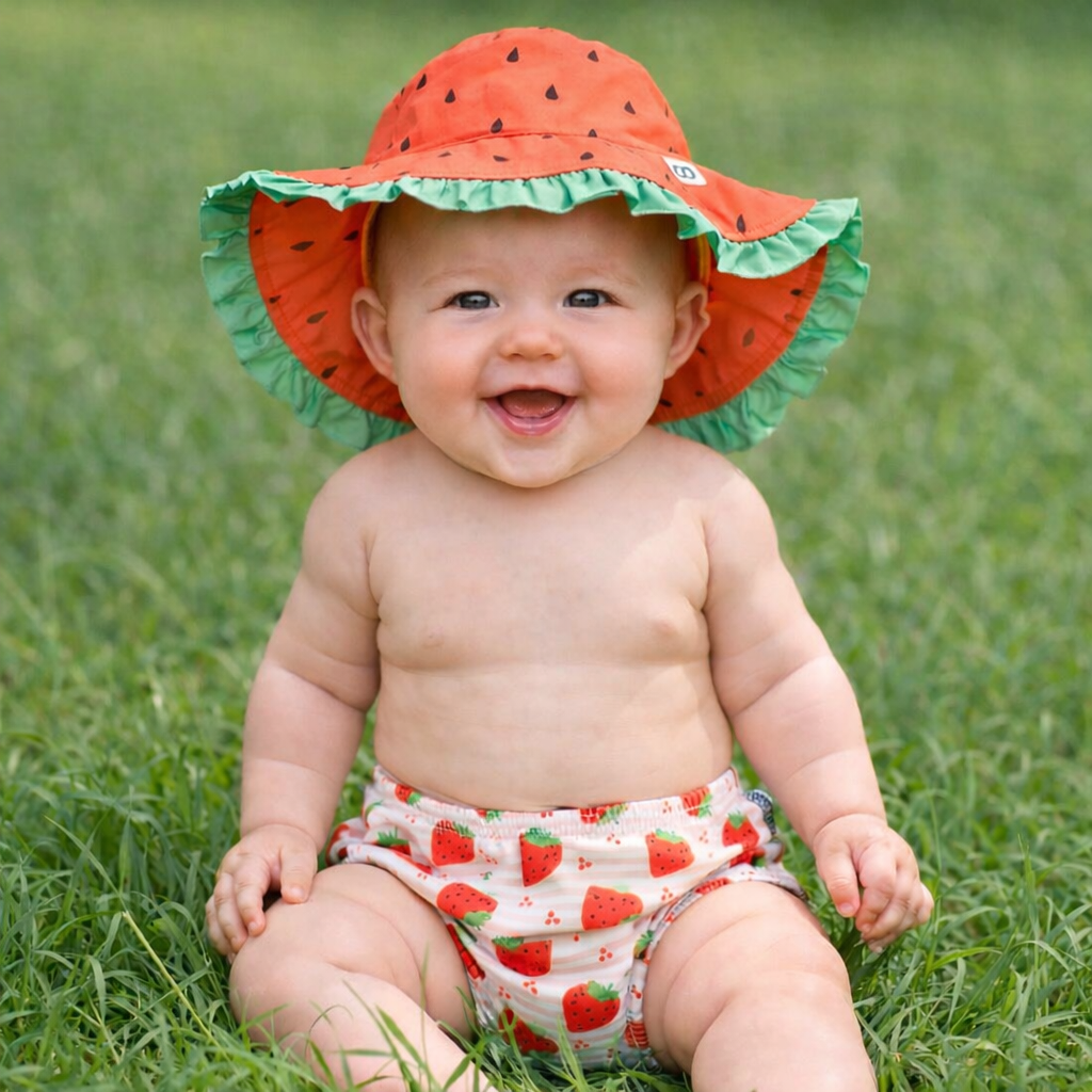 Baby Swim Diaper and Sun Hat Strawberry