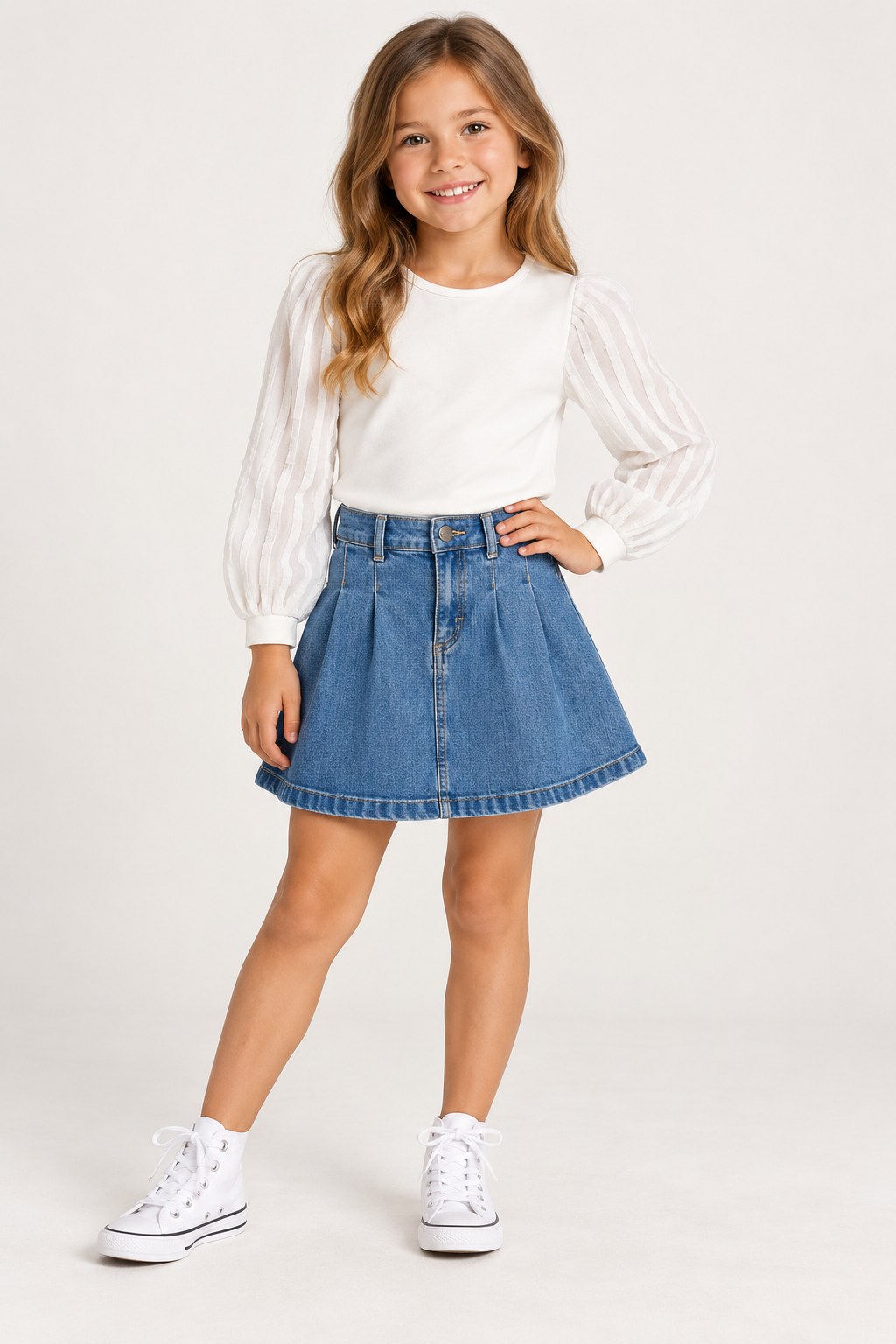 Off-White Textured Sleeve Top