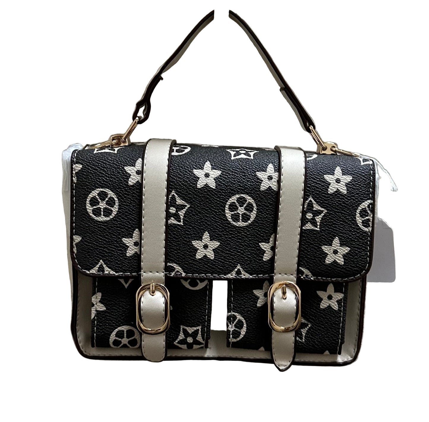 Grey Cream Satchel Purse