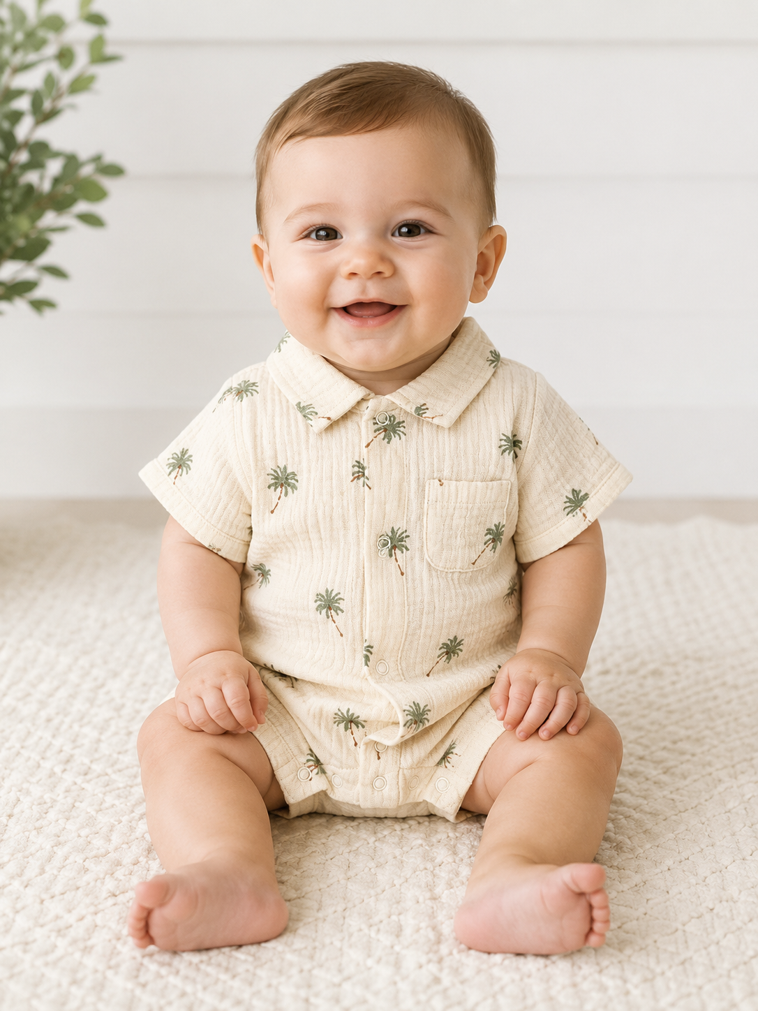 Palm Trees Polo Romper