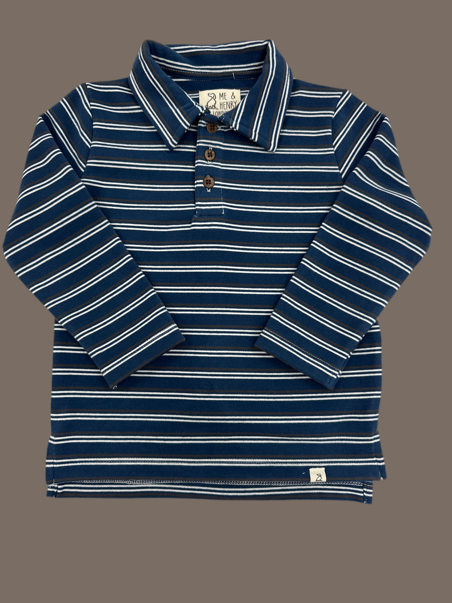 Navy Brown Ivory Midway Polo