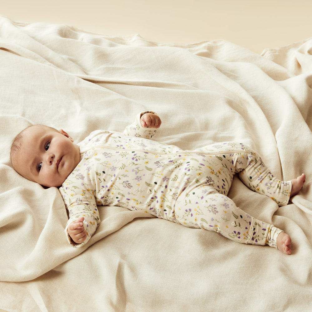 Bella Floral Zipsuit with Feet