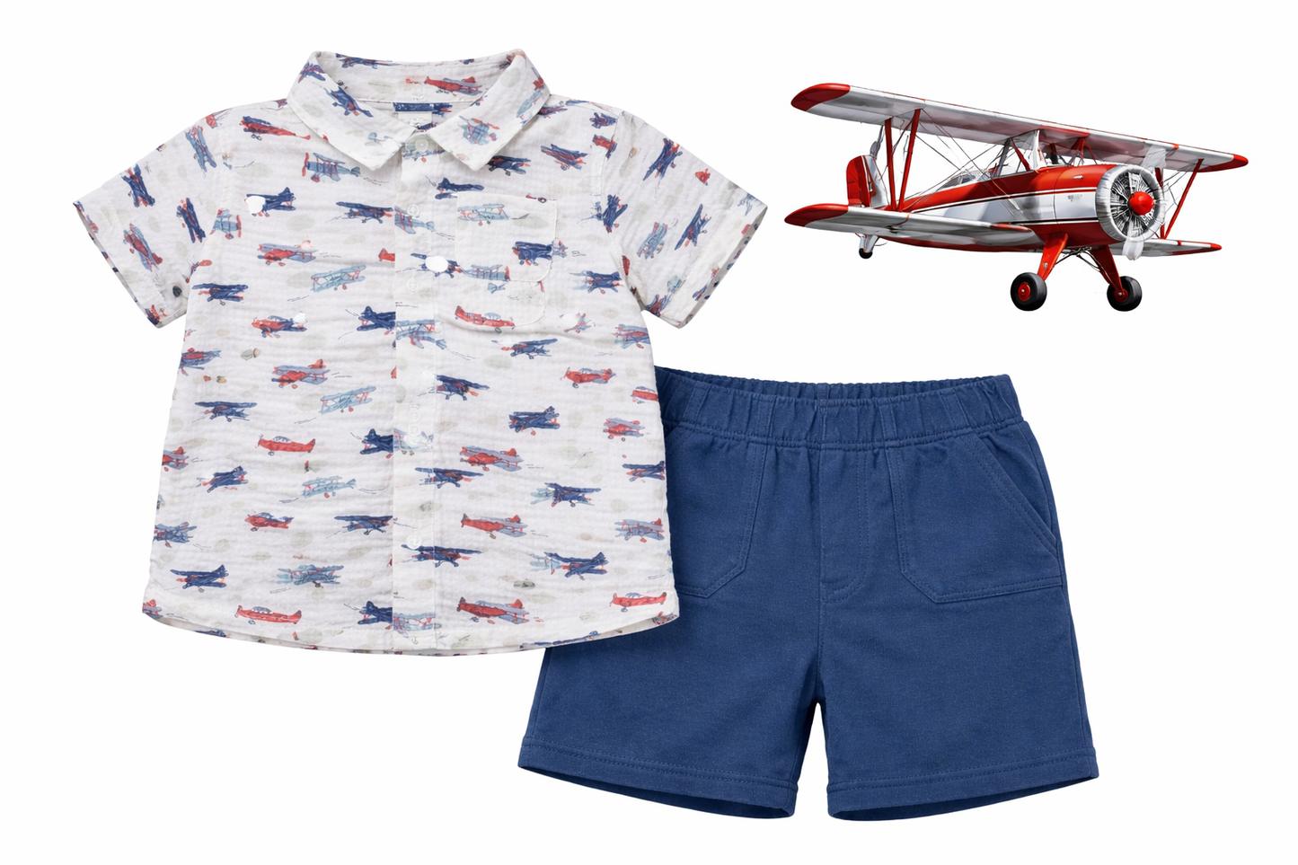 Vintage Planes Polo and Short Set