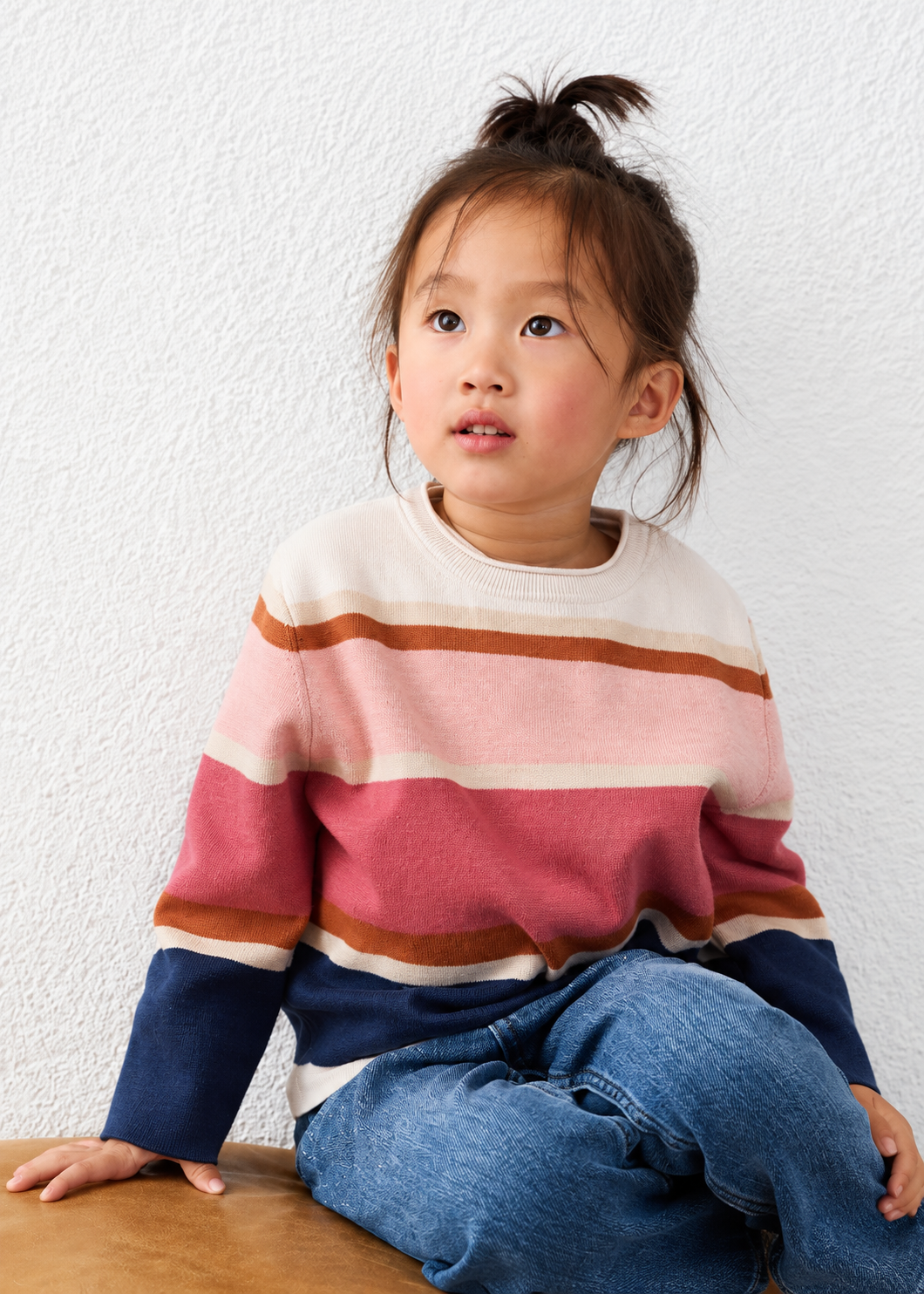 Mauve Glitter Stripe Sweater