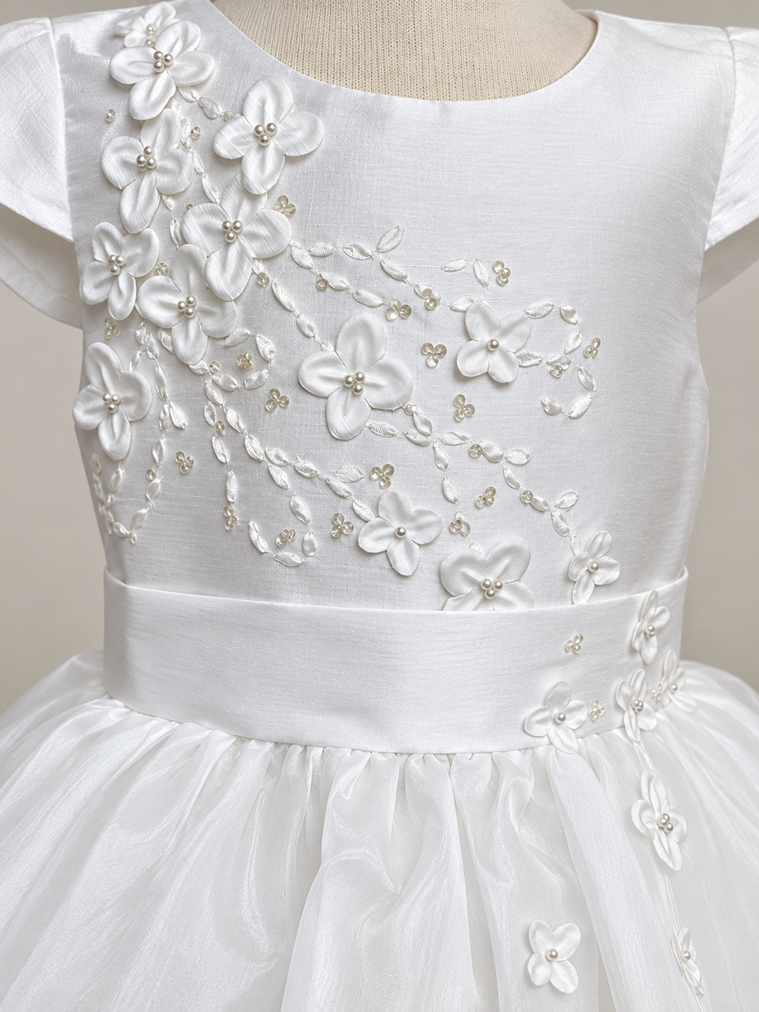 Taffeta Capped Sleeve 3D Petal Dress