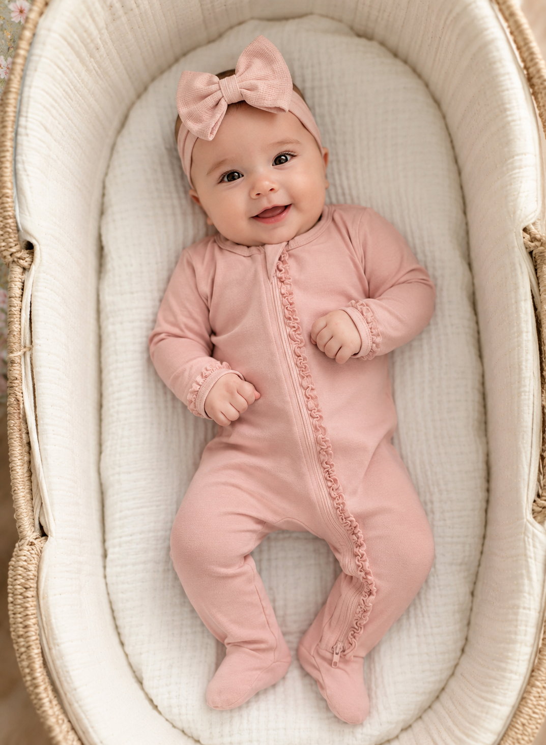 Baby Rose Ruffle Footie