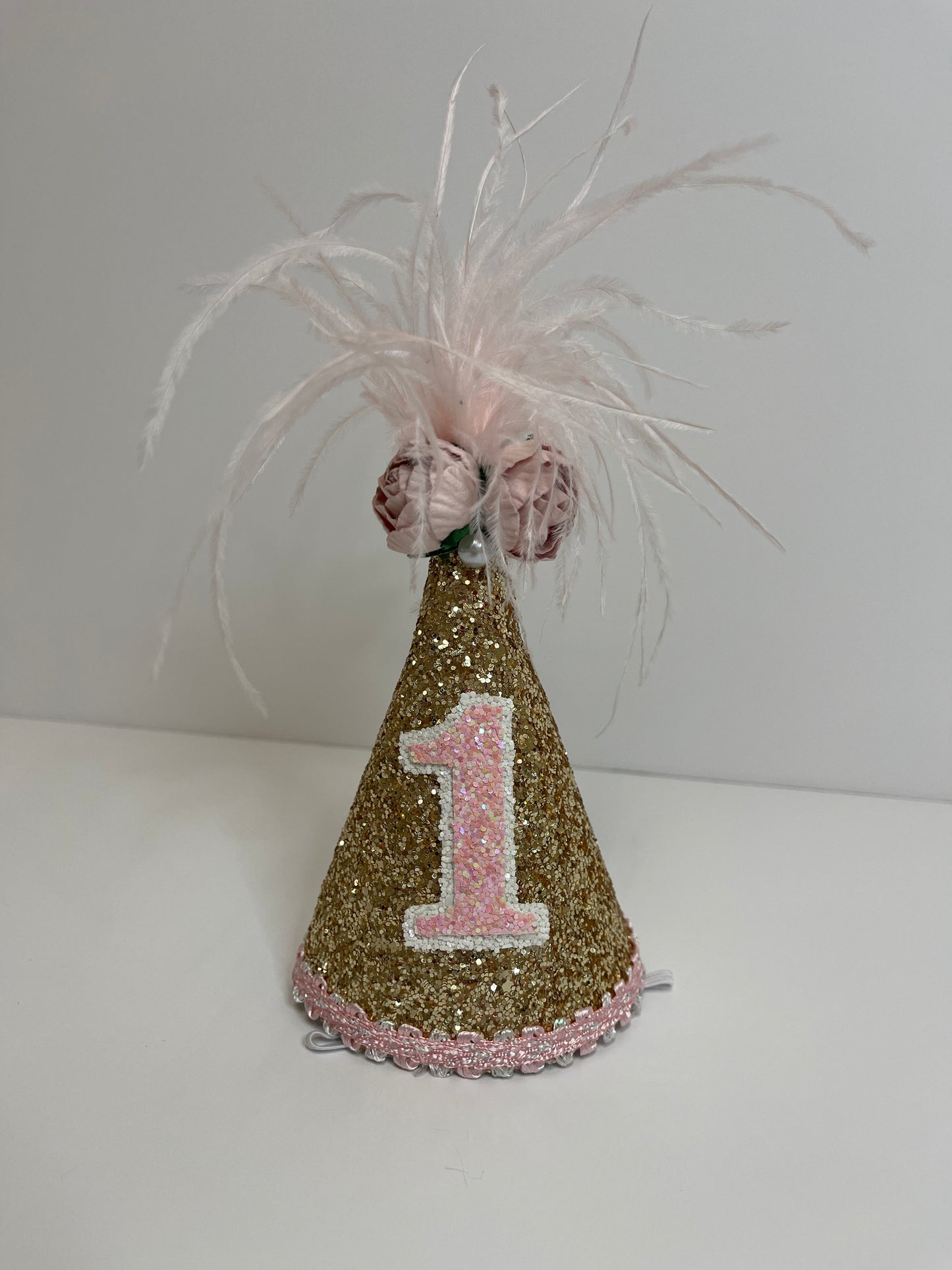 Gold Pink Feather Hat