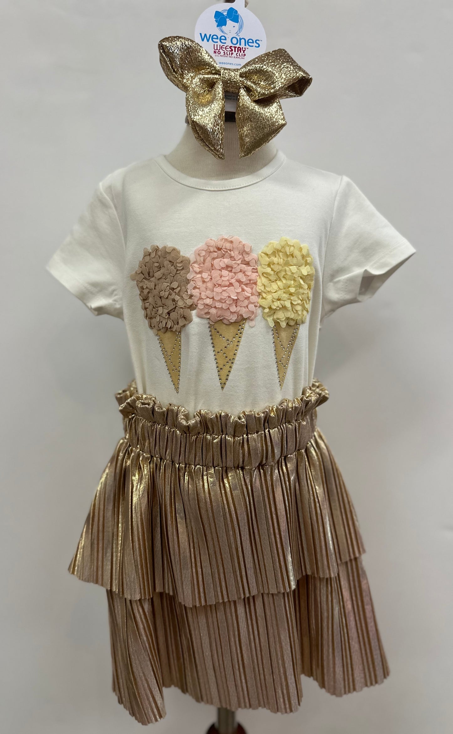 Ice-Scream Tee W/Gold Shimmer Skirt