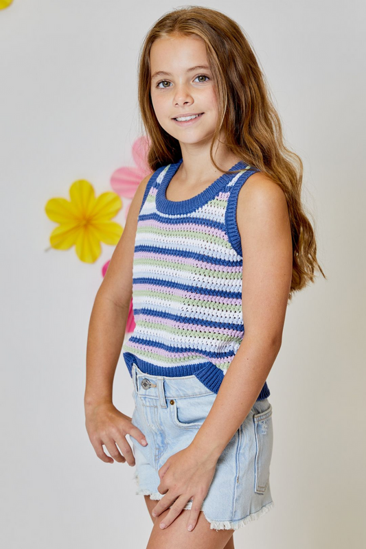 Tank Knit Blue Waves