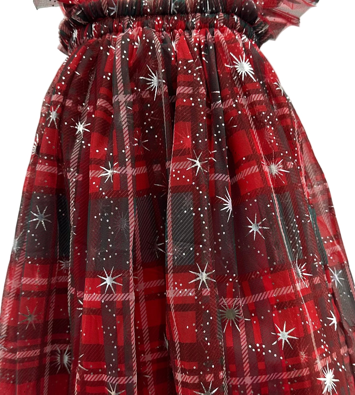 Sparkle Plaid Sheer Organza Dress