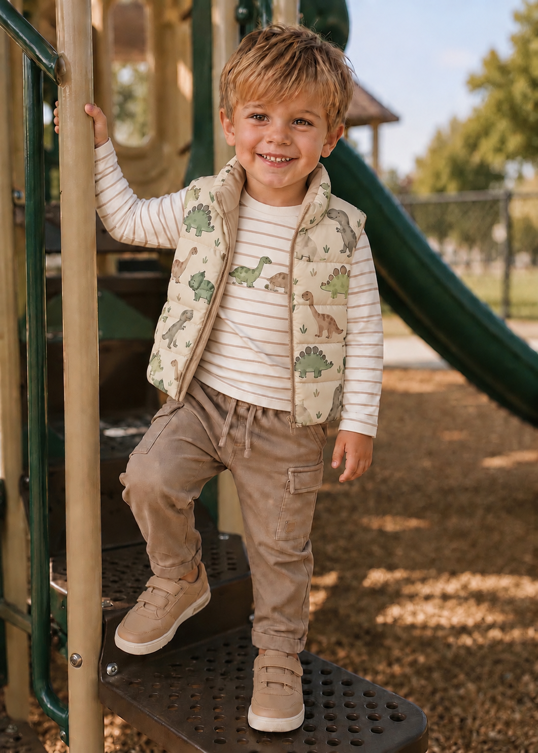 Dino Puffer Reversible Vest