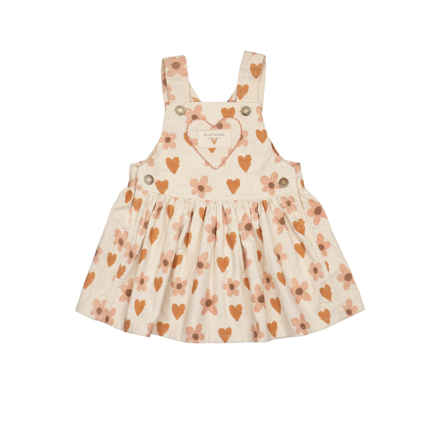 Heart Pocket Overall Dress W/ Ruffle Top