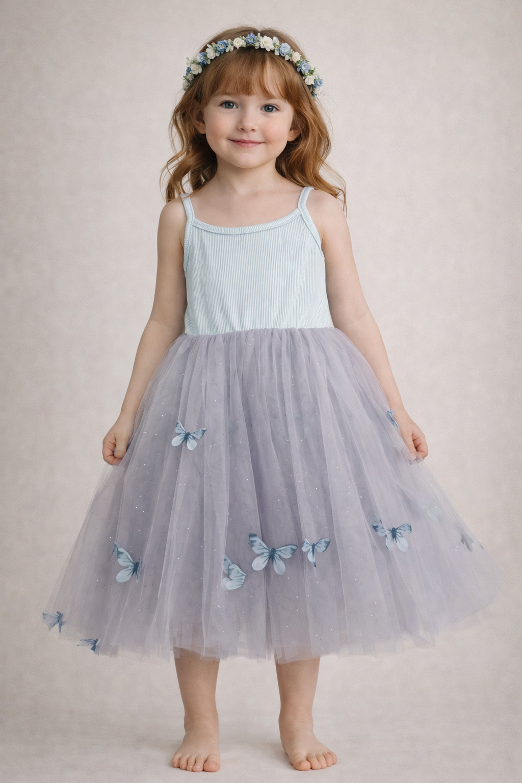Slate Blue Butterfly Ballerina Dress