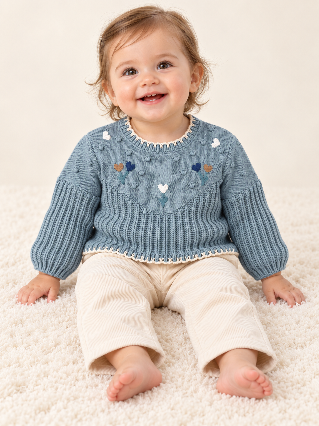 Light Teal Sweater and Cream Pant Set