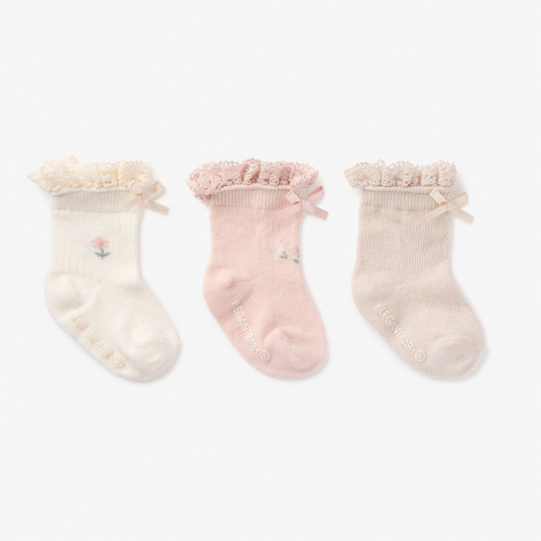 Pink/Rose Floral Ankle Sock