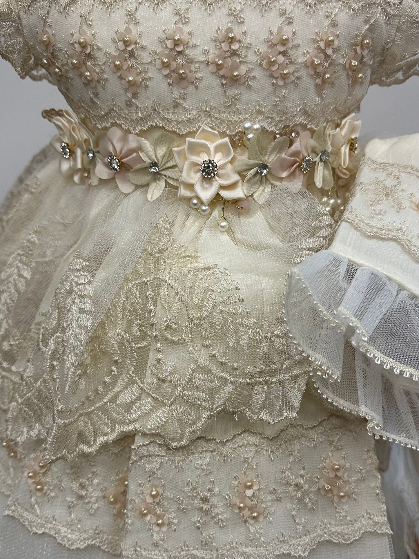 Silk Gown W/Ivory Lace
