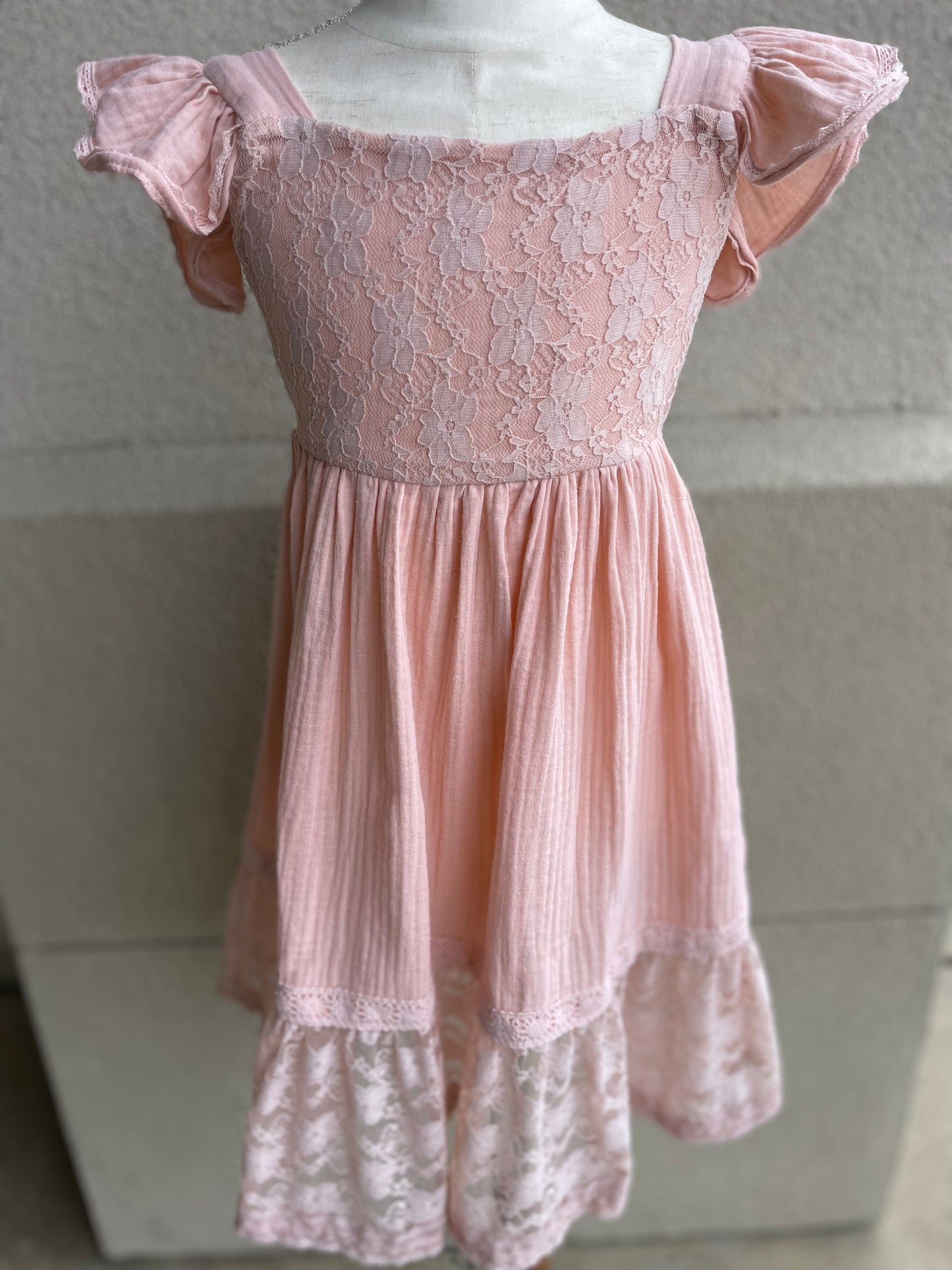 Rose Lace Dress W/Tie Back