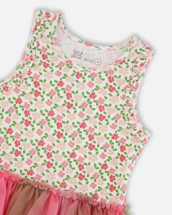 Small Flowers Gradient Mesh Dress