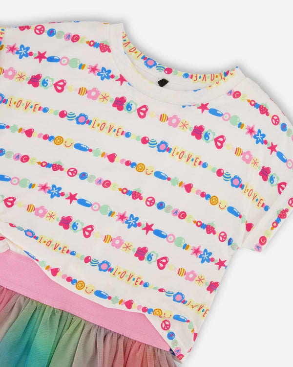 Multicolored Mesh Skirt Dress