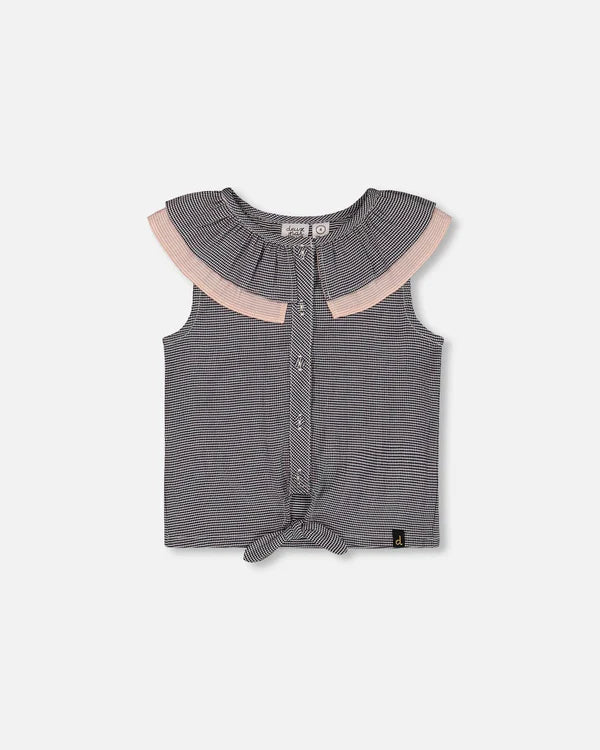 Sleeveless Gingham Top Tie Waist