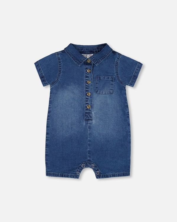 Navy Boy Denim Romper