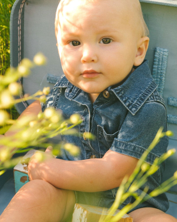 Navy Boy Denim Romper
