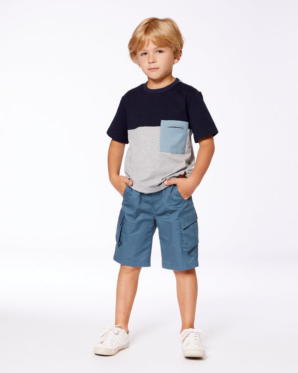 Navy Gray Color Blocked Tee
