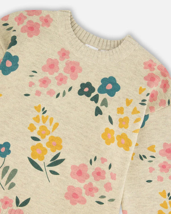 Printed Sweater with Velour Legging Set