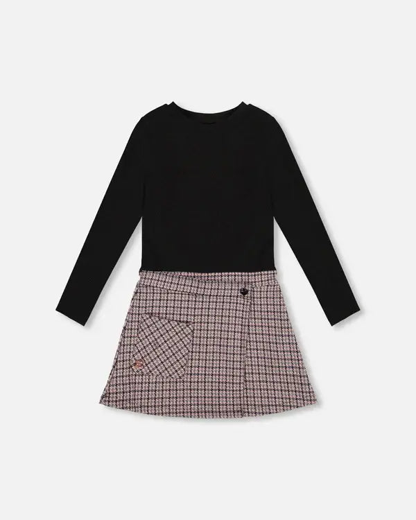 Houndstooth Jaquard Black Dress