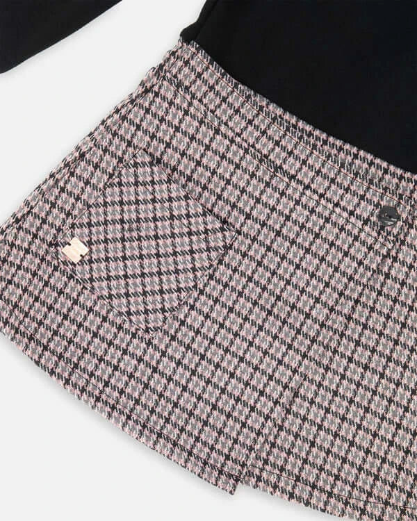 Houndstooth Jaquard Black Dress